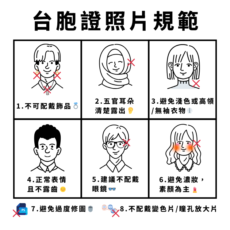 台胞證照片規範