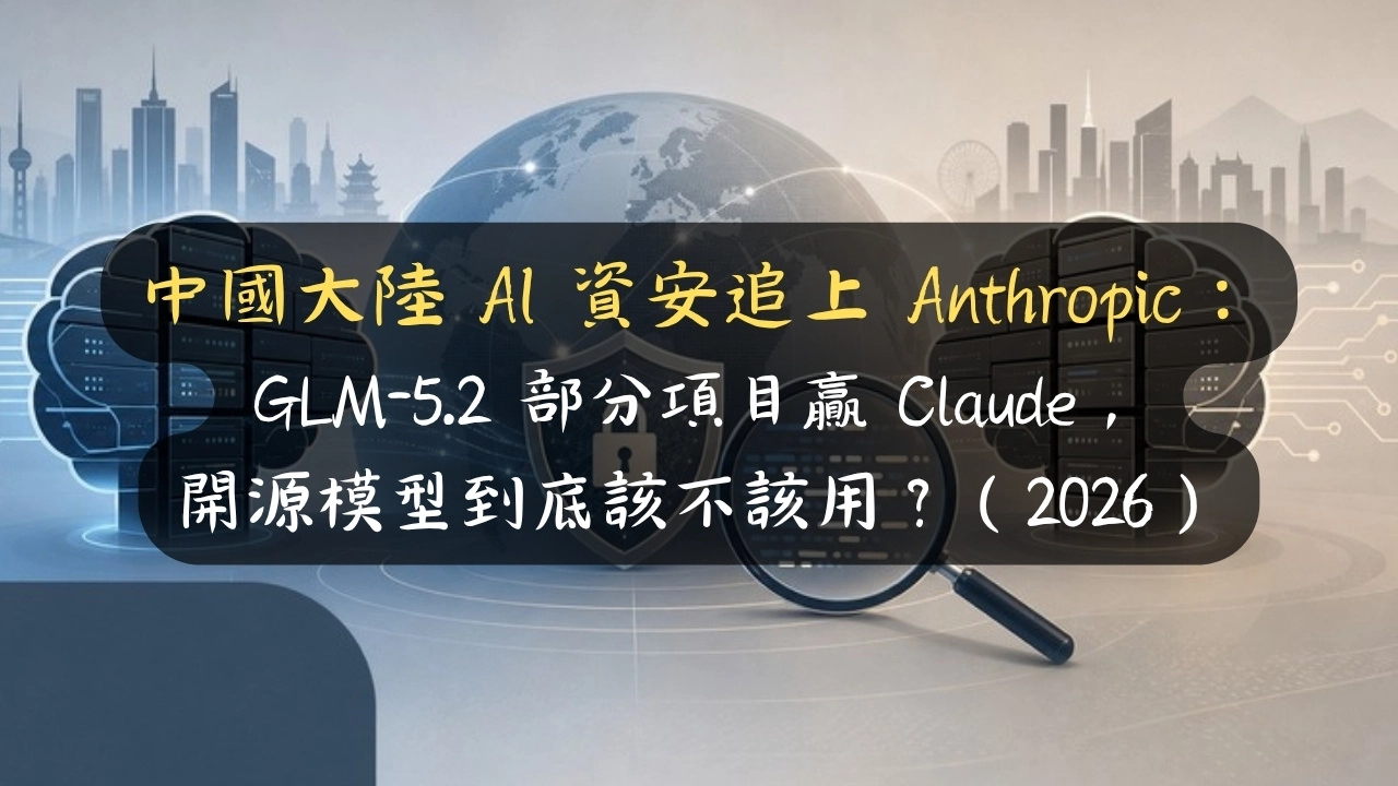 中國大陸 AI 資安追上 Anthropic：GLM-5.2 部分項目贏 Claude，開源模型到底該不該用？（2026）