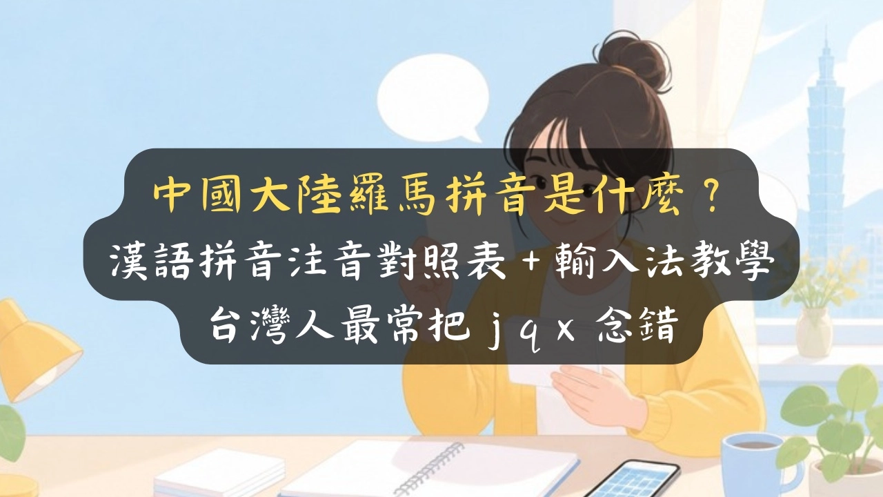 中國大陸羅馬拼音是什麼？漢語拼音注音對照表＋輸入法教學，台灣人最常把 j q x 念錯