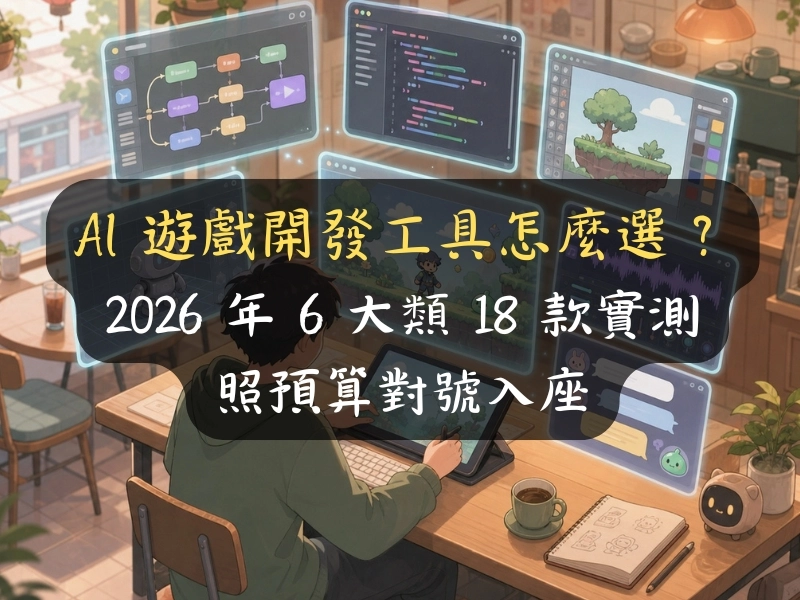 AI 遊戲開發工具怎麼選？6 大類 18 款預算對號入座