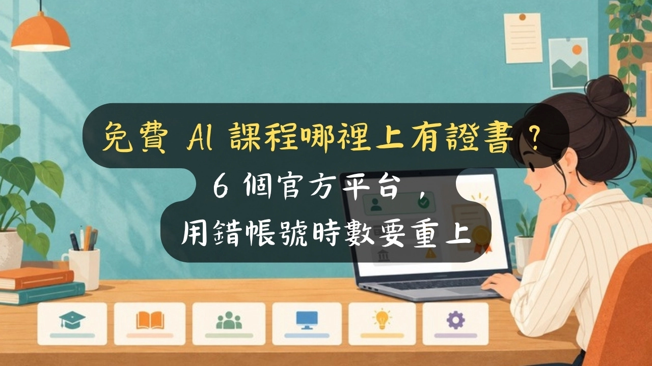 免費 AI 課程哪裡上有證書？6 個官方平台，用錯帳號時數要重上