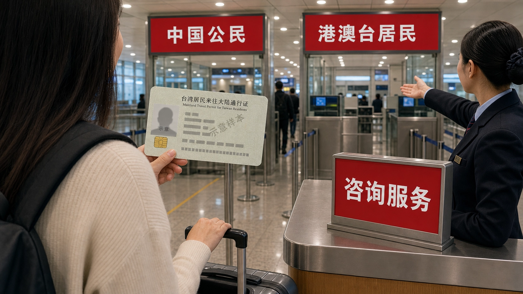 台灣人入境大陸通常走中國公民通道，或是走港澳台通道，不清楚就問當地現場人員