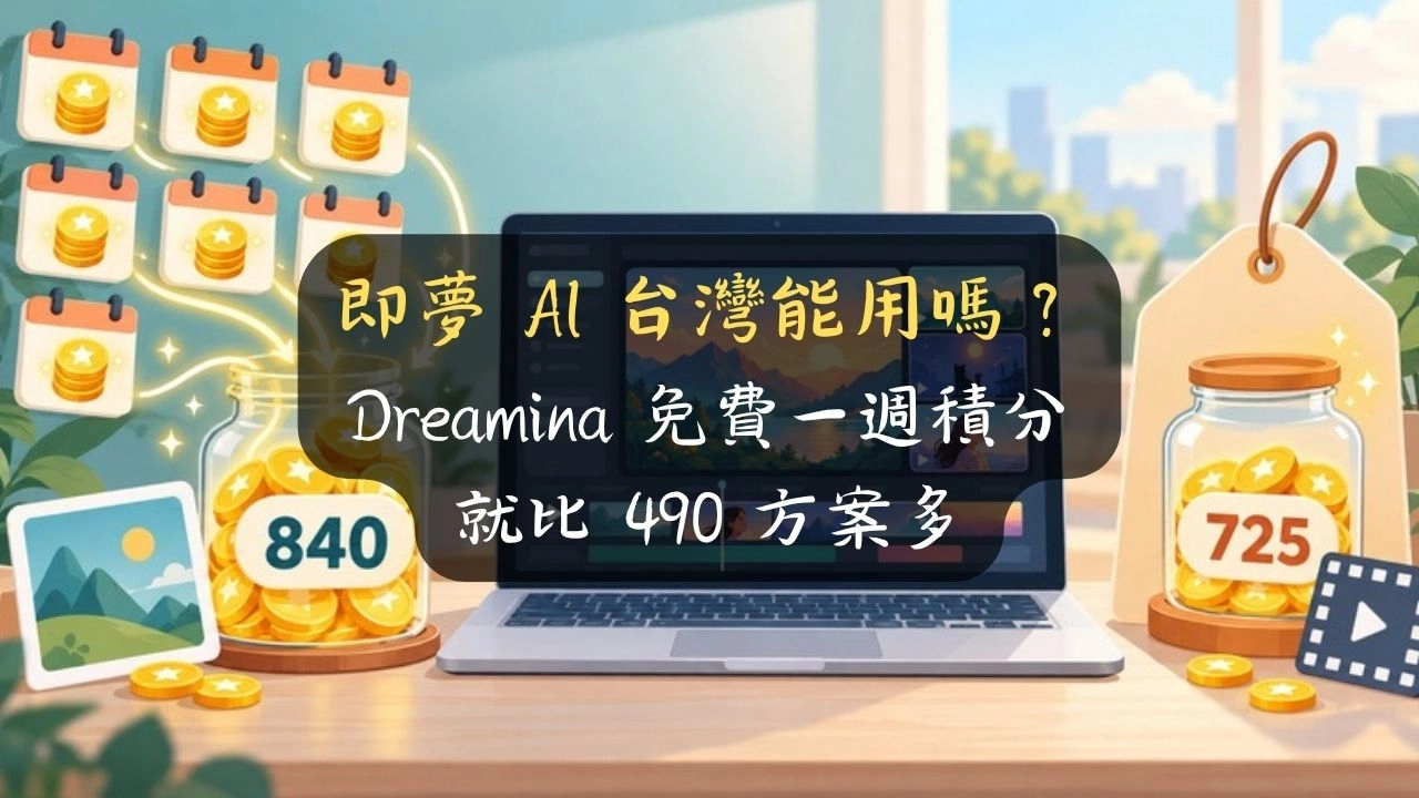 即夢 AI 台灣能用嗎？Dreamina 免費一週積分就比 490 方案多