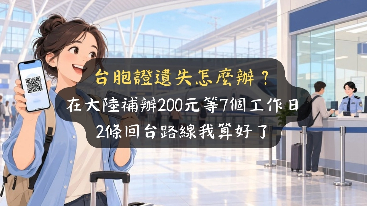 台胞證遺失怎麼辦？在大陸補辦200元等7個工作日，2條回台路線我算好了