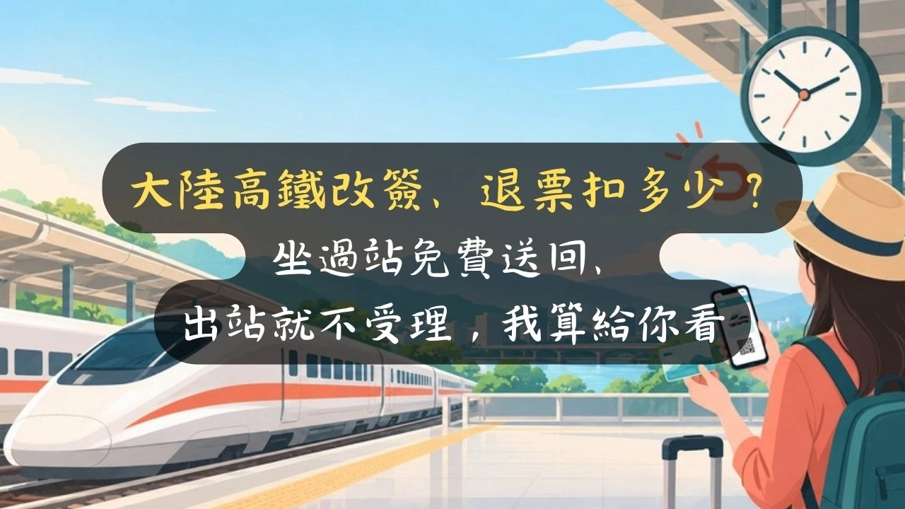大陸高鐵改簽、退票扣多少？坐過站免費送回、出站就不受理，我算給你看
