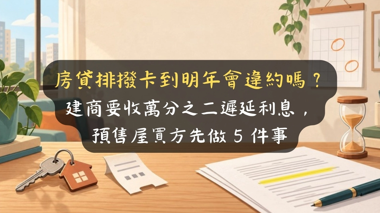 房貸排撥卡到明年會違約嗎？建商要收萬分之二遲延利息，預售屋買方先做 5 件事