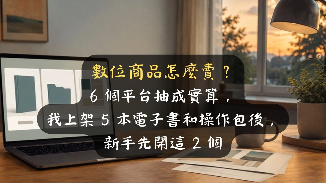 數位商品怎麼賣？6 個平台抽成實算，我上架 5 本電子書和操作包後，新手先開這 2 個