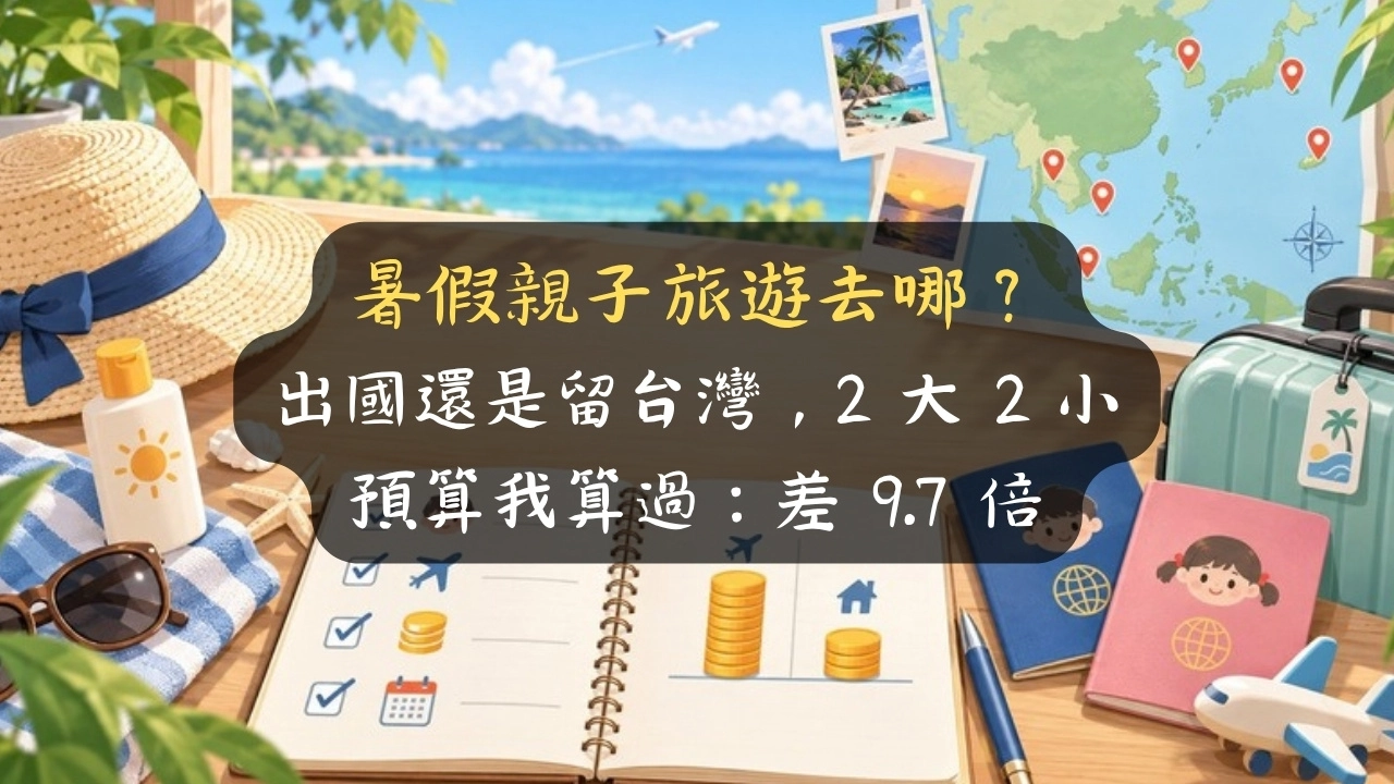 暑假親子旅遊去哪？出國還是留台灣，2 大 2 小預算我算過：差 9.7 倍