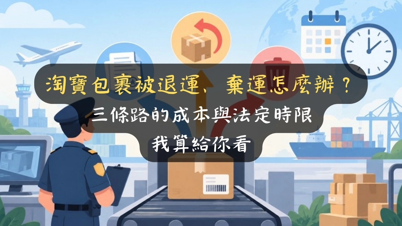 淘寶包裹被退運、棄運怎麼辦？三條路的成本與法定時限我算給你看