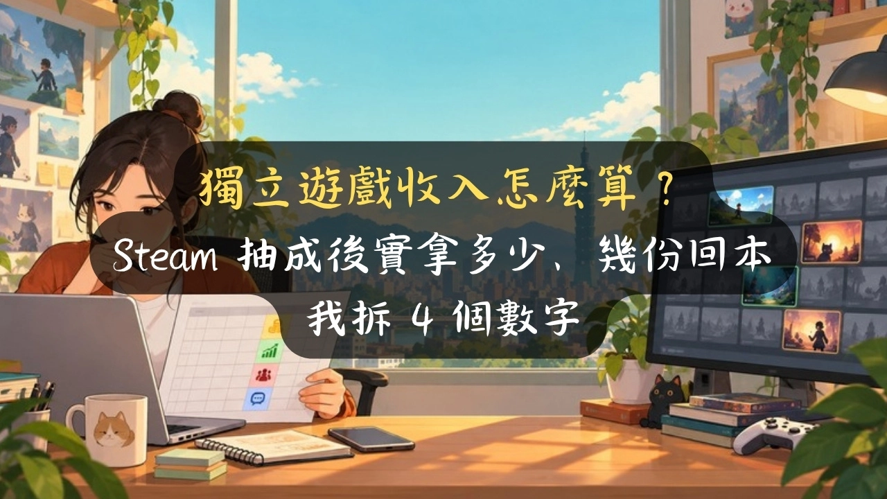 獨立遊戲收入怎麼算？Steam 抽成後實拿多少、幾份回本，我拆 4 個數字