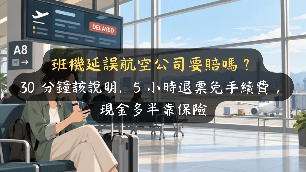 班機延誤航空公司要賠嗎？30 分鐘該說明、5 小時退票免手續費，現金多半靠保險