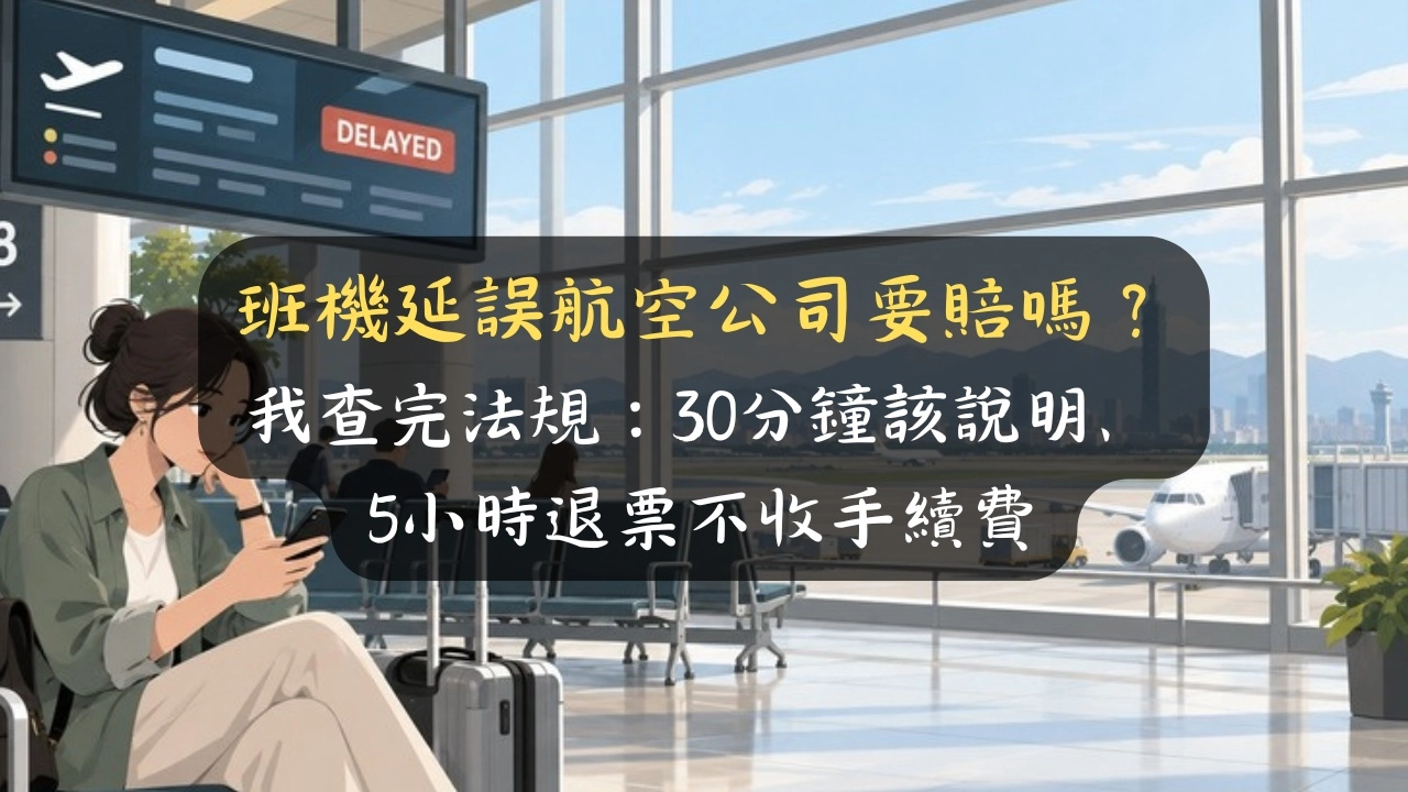班機延誤航空公司要賠嗎？我查完法規：30分鐘該說明、5小時退票不收手續費