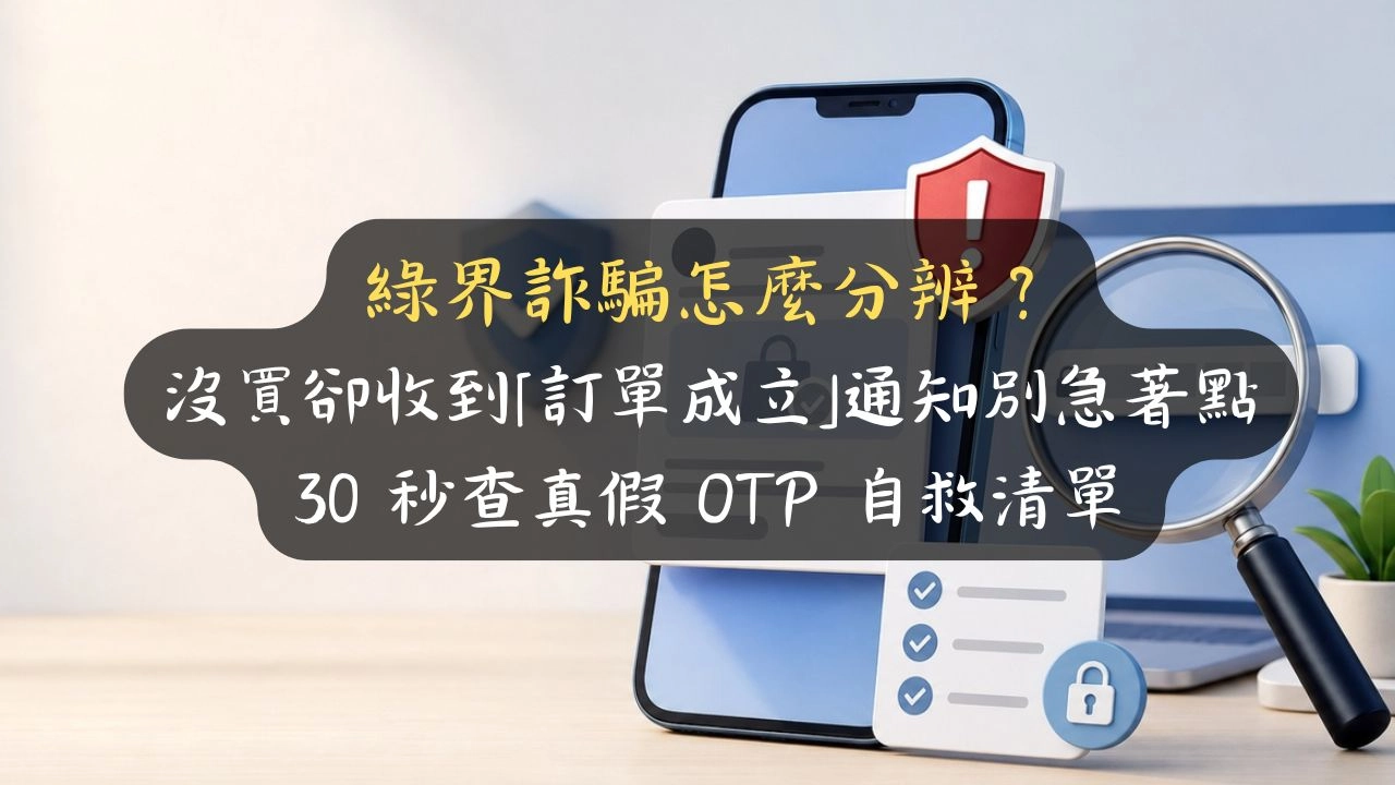 綠界詐騙怎麼分辨？沒買卻收到「訂單成立」通知別急著點，30 秒查真假 OTP 自救清單