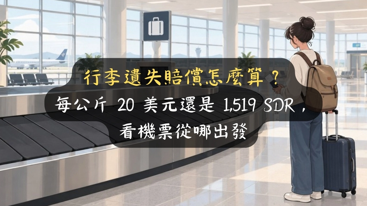 行李遺失賠償怎麼算？每公斤 20 美元還是 1,519 SDR，看機票從哪出發