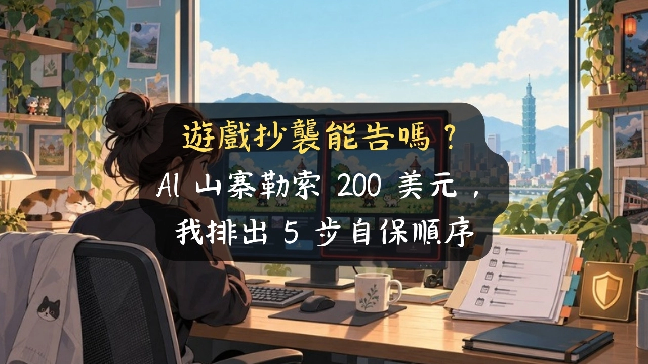 遊戲抄襲能告嗎？AI 山寨勒索 200 美元，我排出 5 步自保順序